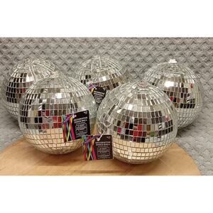6" Mirror Ball Reflective Light with Hanging Ring Disco DJ Club Party Home Stage